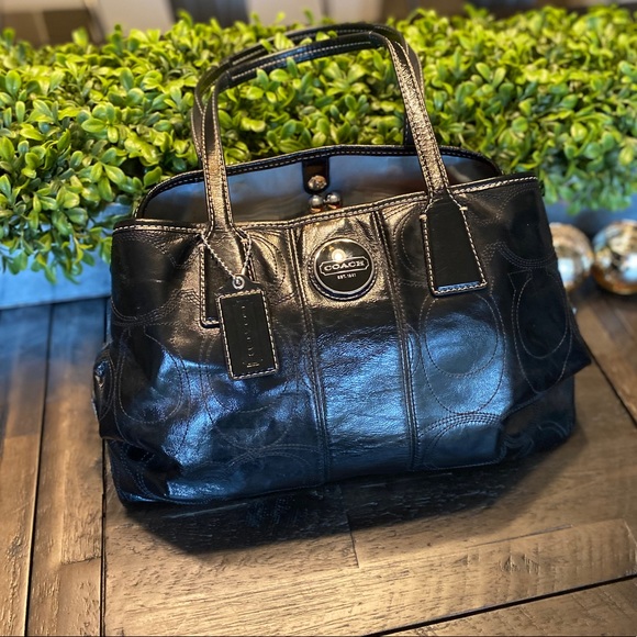 Black Patent Leather Coach Purse - Picture 1 of 8
